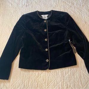Vintage 90s Tan Jay Black Velvet Jacket NWT size 6